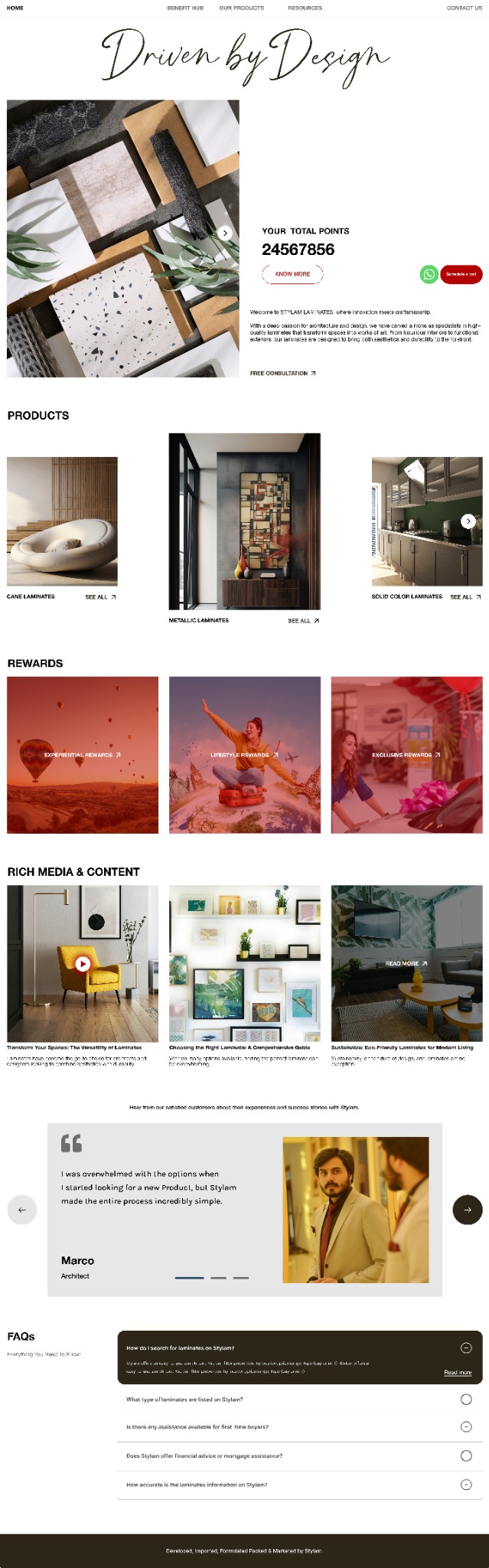 Stylam Driven by Design homepage